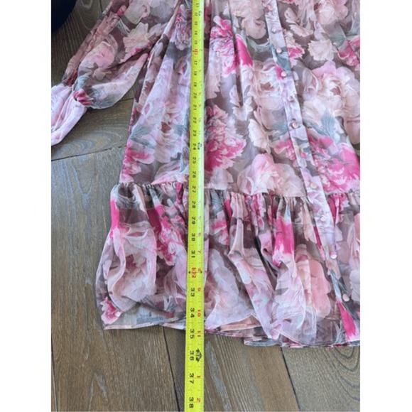 Alex Marie Floral Ruffle Mini Dress Womens Pink Size 6 - Picture 11 of 12